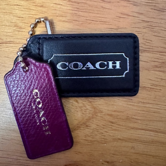 Coach Accessories - Coach 2 Leather Hang tags large black stamped with 70th anniversary & 1 more EUC